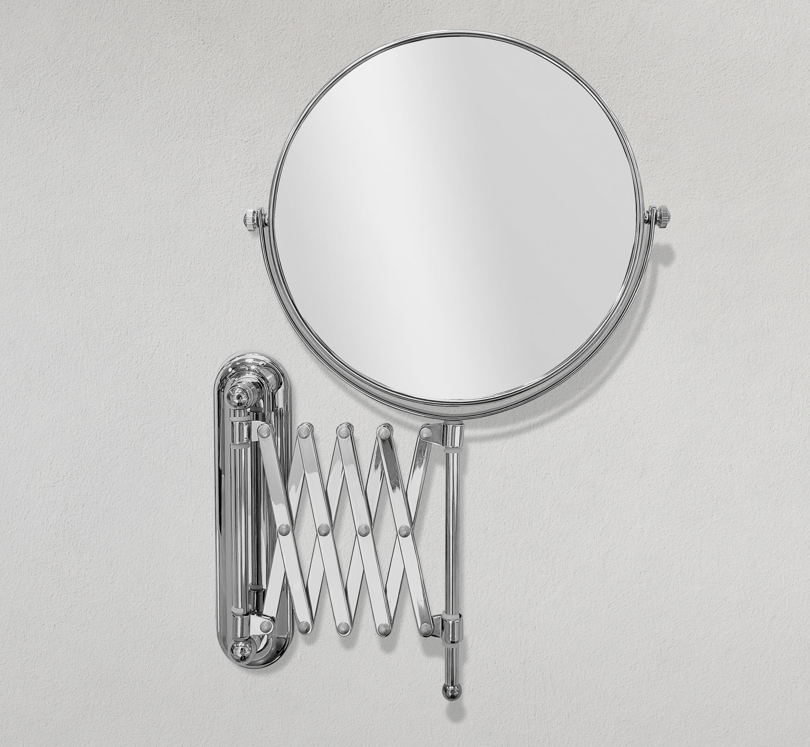 8" Circle Revolving Wall Mounted Vanity Makeup Mirror with 1x and 3x Magnification in Chrome
