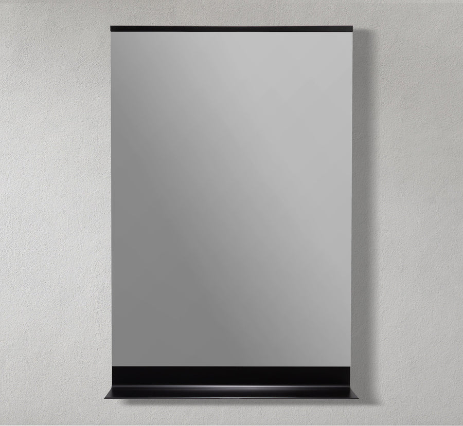 24" Metal Matte Frame Mirror with Shelf