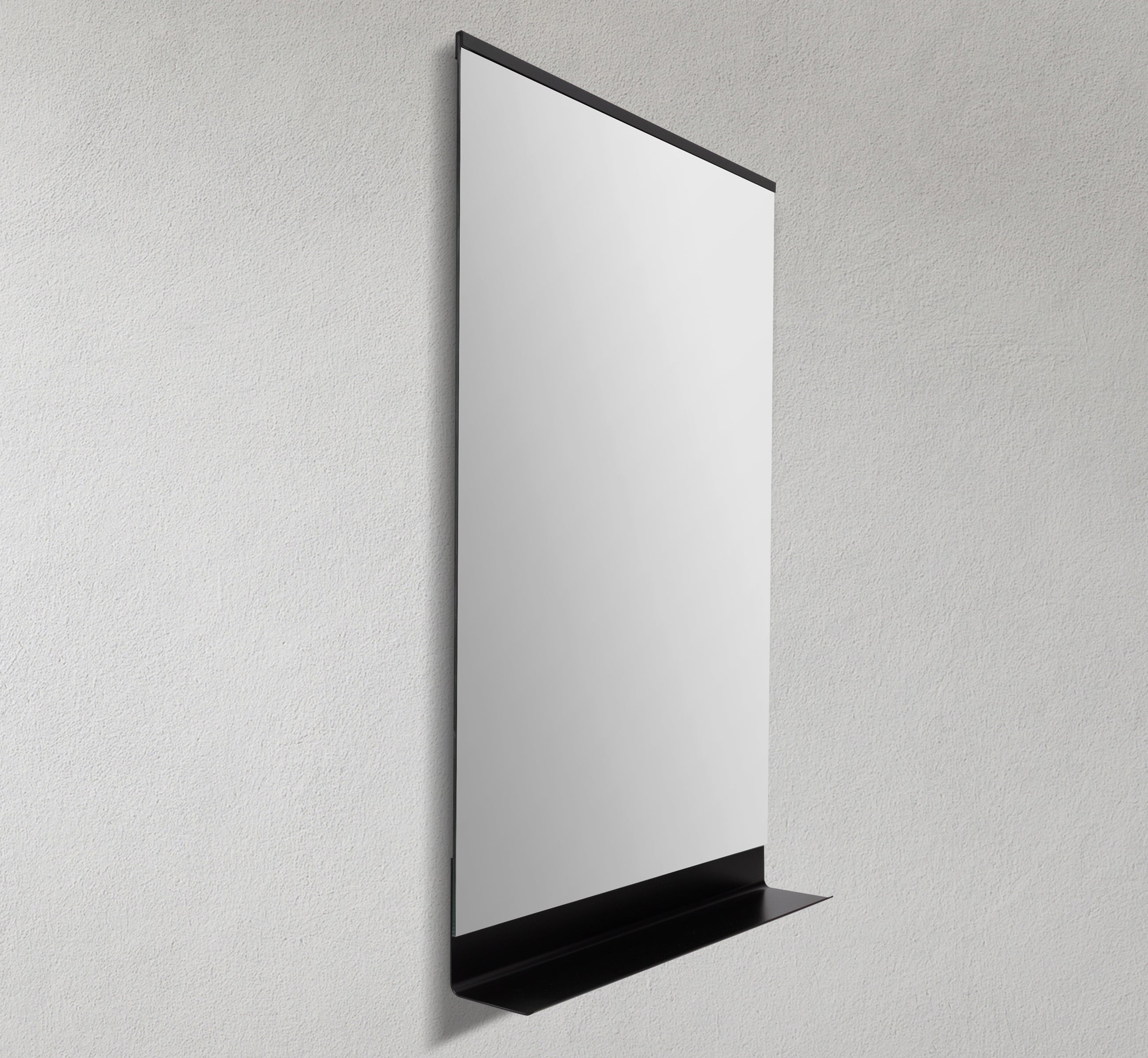 24" Metal Matte Frame Mirror with Shelf