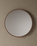 32" Round Walnut Mirror