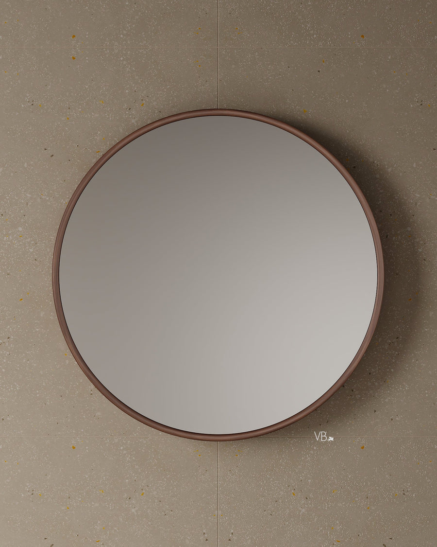 32" Round Walnut Mirror