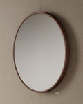 32" Round Walnut Mirror