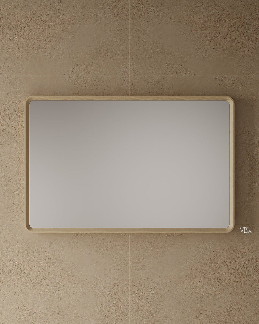 55" Framed Wood Veneer Mirror