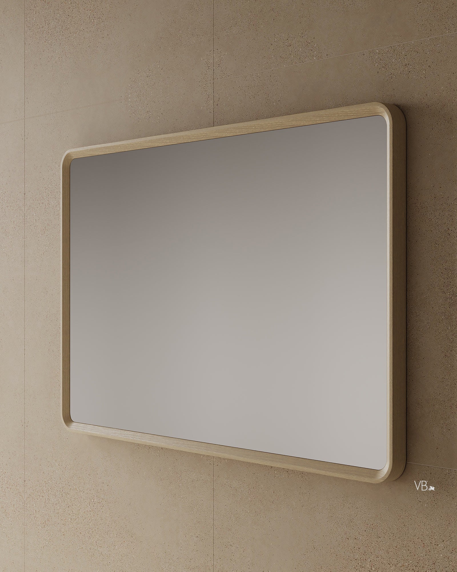 55" Framed Wood Veneer Mirror