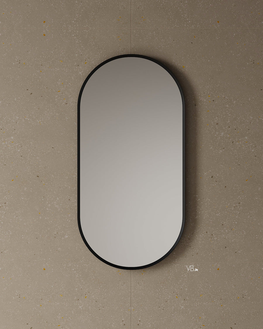 18" Capsule Framed Mirror Matte Black