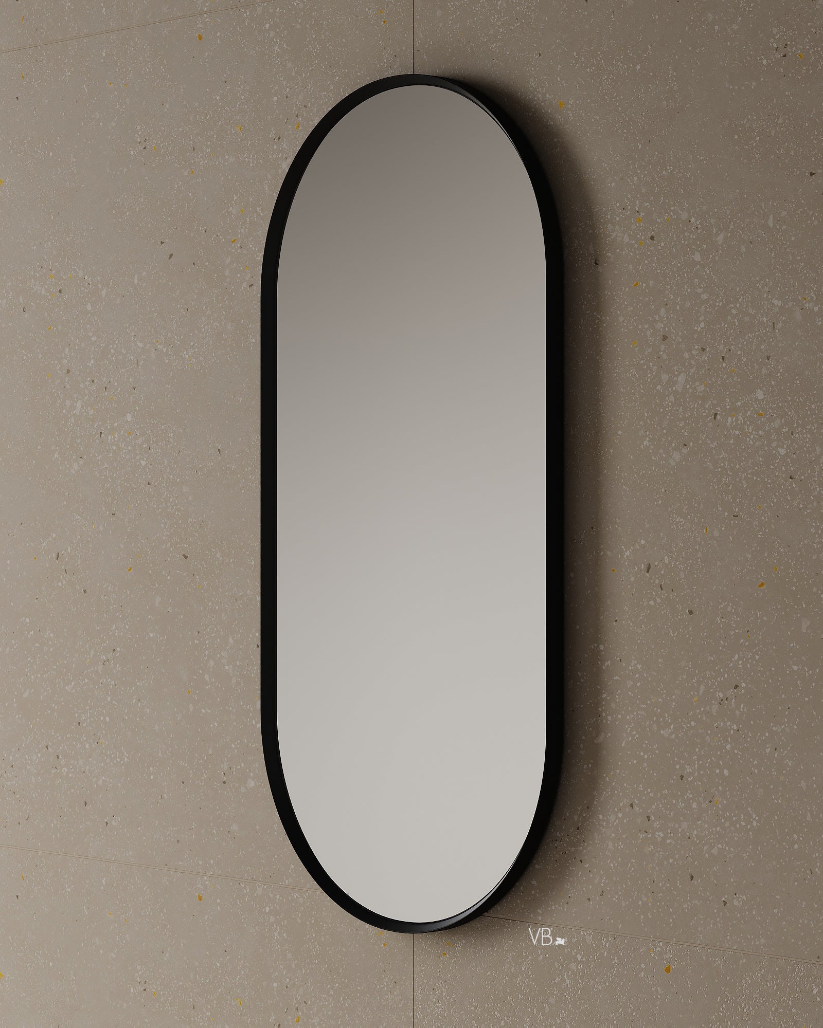 18" Capsule Framed Mirror Matte Black
