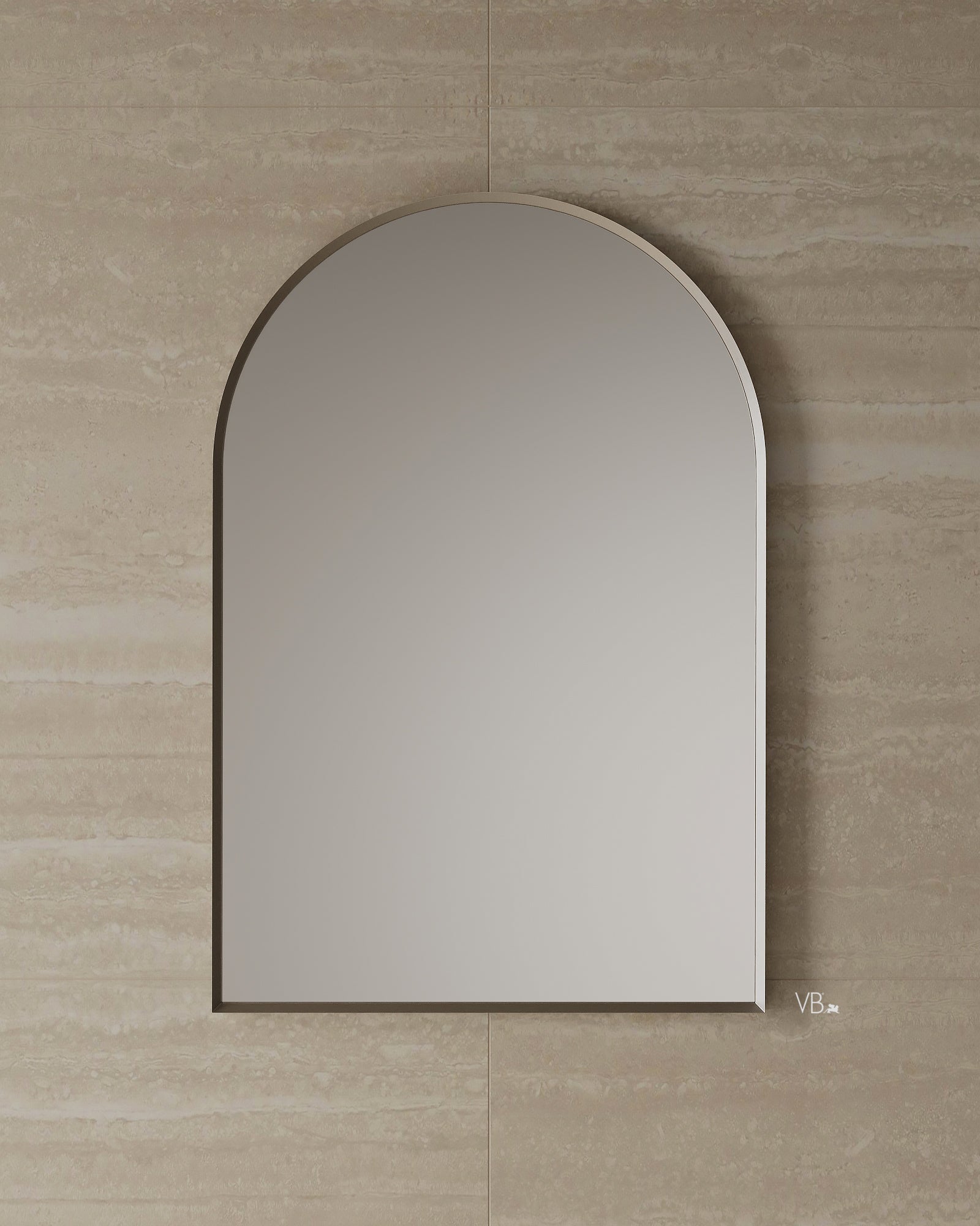 24" Arched Framed Mirror Brushed Nickel