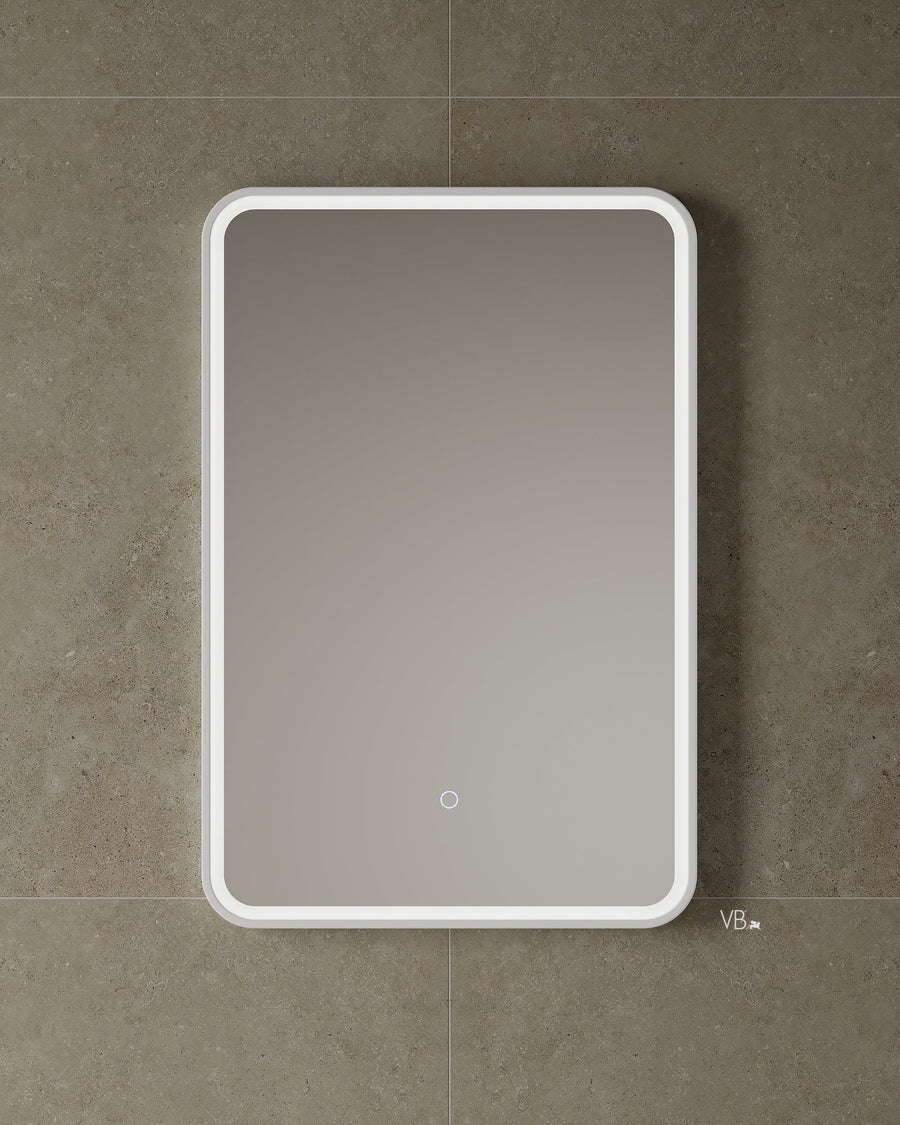 24" LED Framed Istone Rounded Edge Mirror