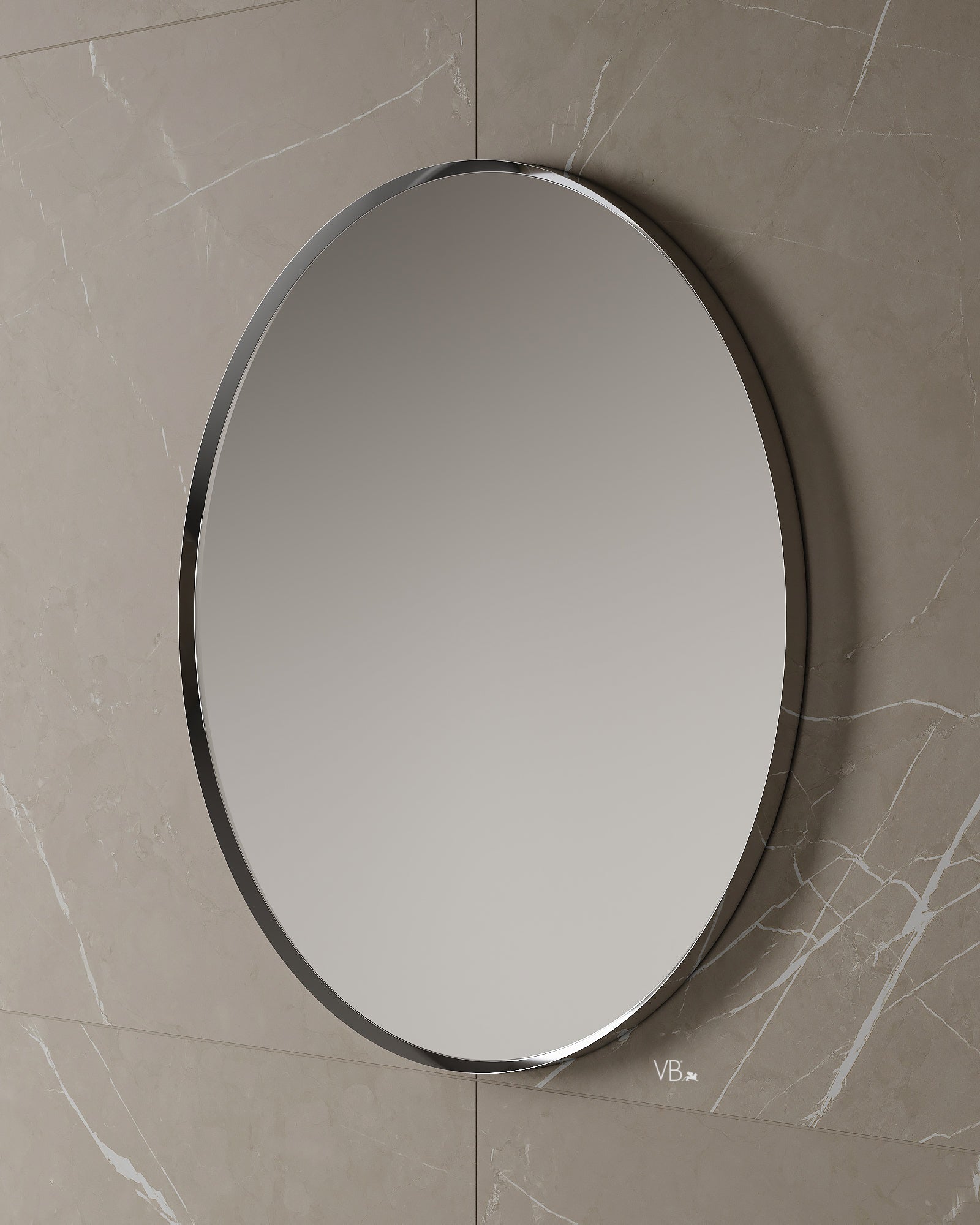 32" Round Chrome Frame Mirror
