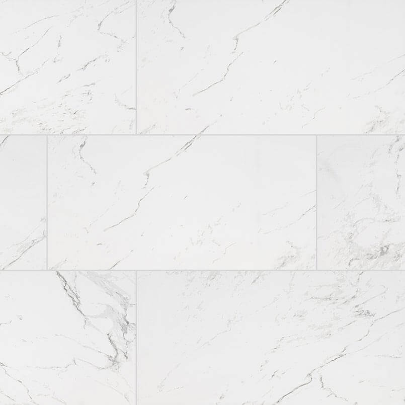 12x24 Marble-style polished porcelain tile on shower walls Mississauga project
