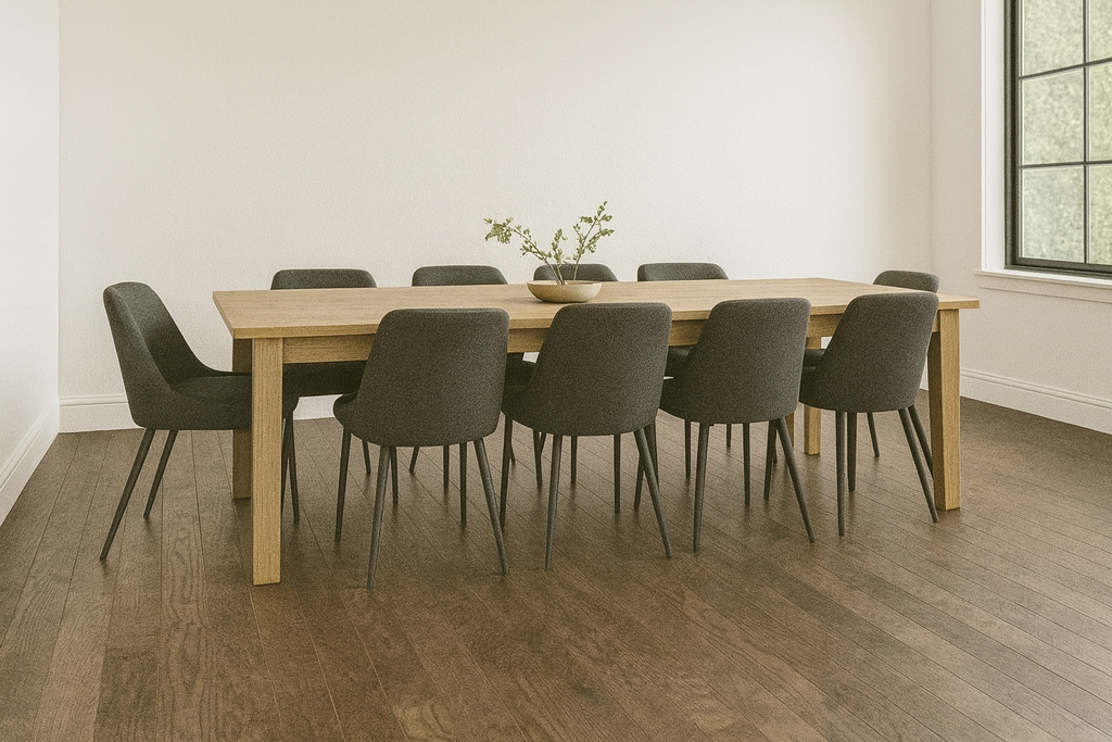 Ash Grey Oak 3/4″ solid hardwood flooring in Milton refined dining room renovation