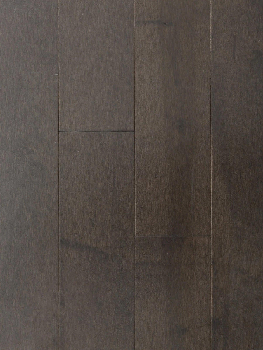Charcoal Oak Solid Hardwood Flooring plank with deep grey-brown smooth finish – TF Renovations Mississauga