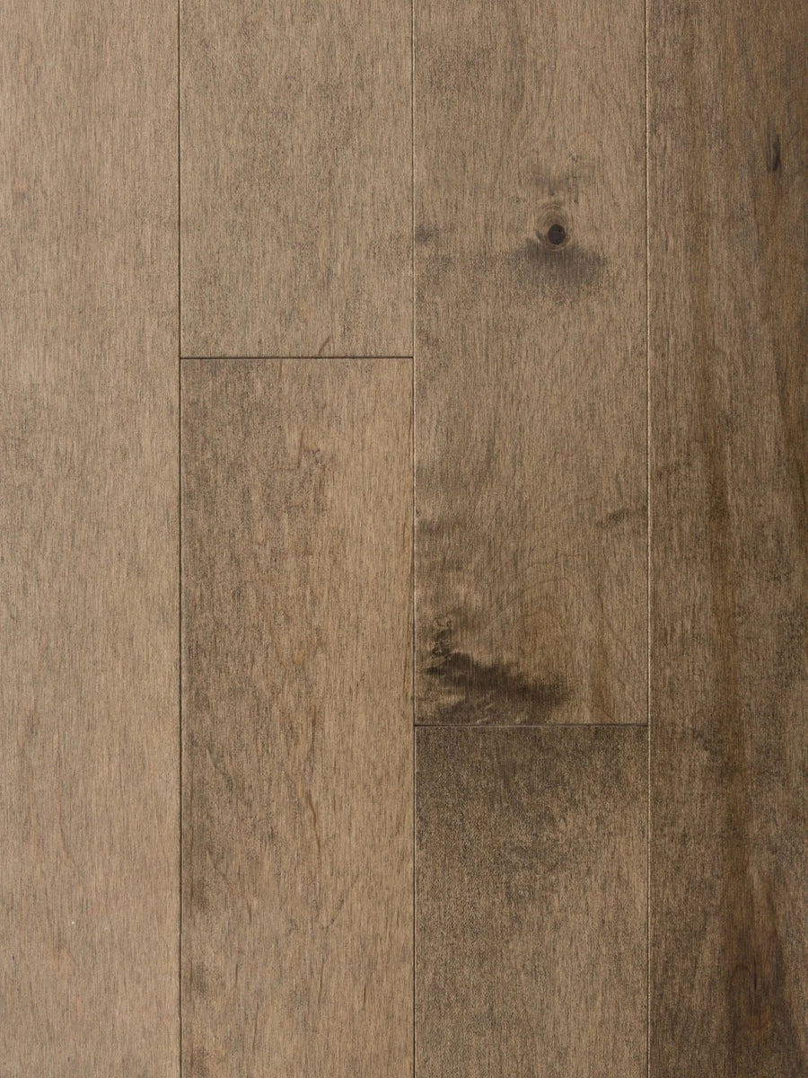Driftwood Brown Solid Hardwood Flooring plank with earthy brown-grey smooth finish – TF Renovations Mississauga