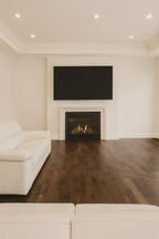 Espresso Noir 3/4″ solid hardwood flooring in Oakville grand living room renovation