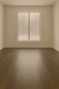Frosted Walnut Brown 3/4″ solid hardwood flooring in Milton bright dining area renovation