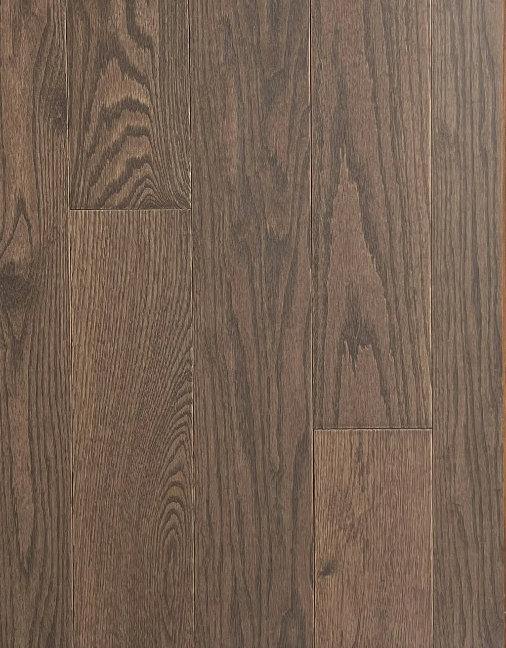 Smoky Mocha Solid Hardwood Flooring plank with warm grey-brown smooth finish – TF Renovations Mississauga