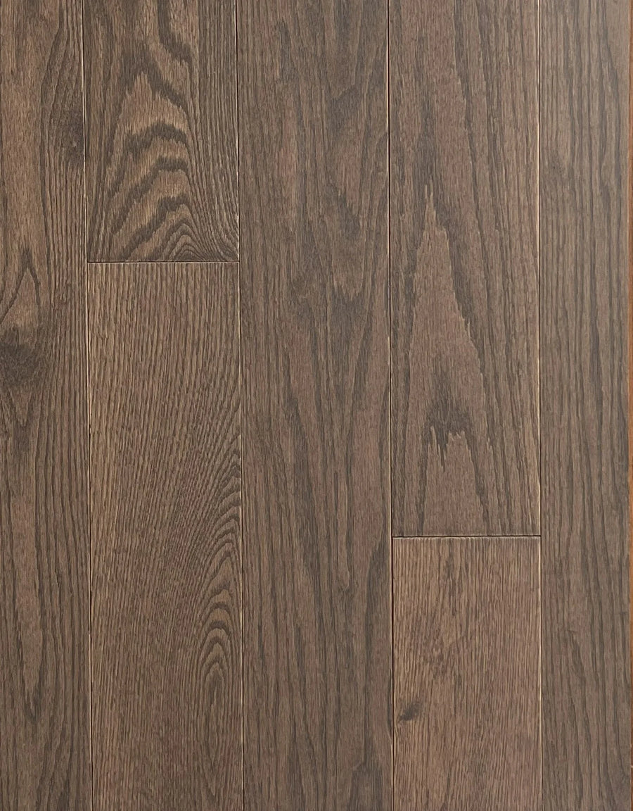 Smoky Mocha Solid Hardwood Flooring plank with warm grey-brown smooth finish – TF Renovations Mississauga