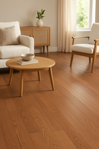 Warm Chestnut 3/4″ solid hardwood flooring in Milton cozy living room renovation