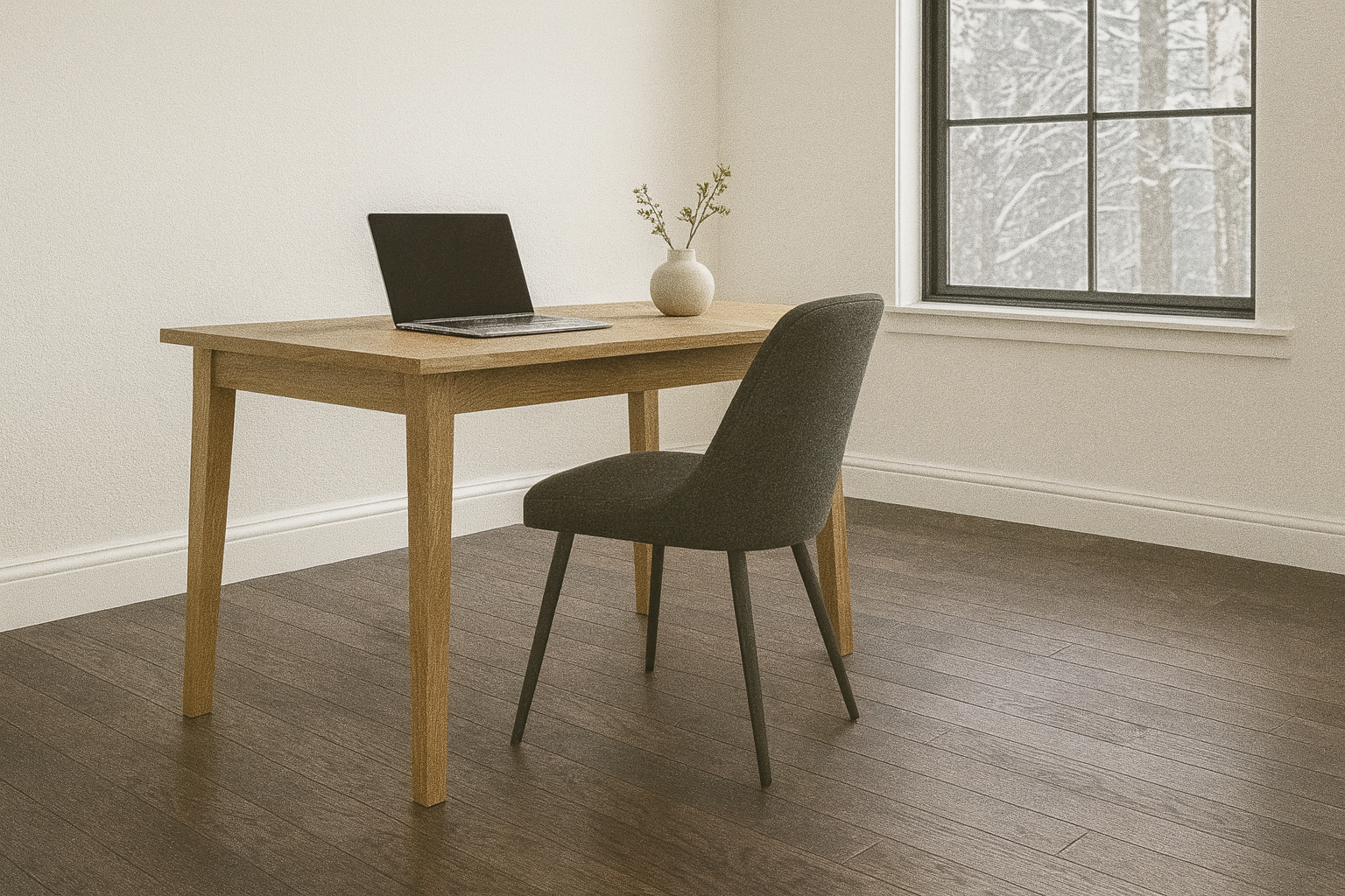 Weathered Oak Grey 3/4″ solid hardwood flooring in Milton contemporary home office renovation