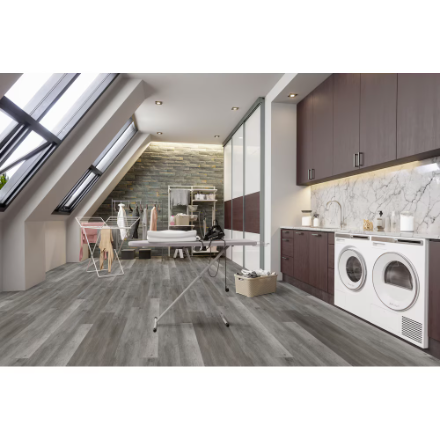 7x60 Storm Grey Oak SPC Vinyl Plank with realistic matte grey wood grain – TF Renovations Mississauga