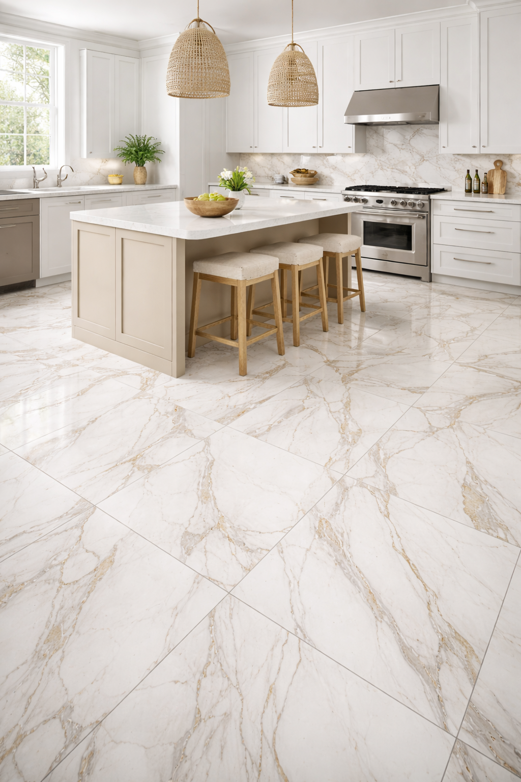24x24 Golden Bhilai Stone Porcelain Tile with warm golden-beige veining – TF Renovations Mississauga