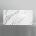 Glossy polished finish detail on Stellar White large-format tile for Cambridge bathrooms