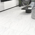 Large 24x24 Pure White matte tile as minimalist floor in Waterloo GTA renovation