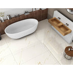 24x48 Calacatta Elegante Polished Porcelain Tile with flowing grey veining on white – TF Renovations Mississauga
