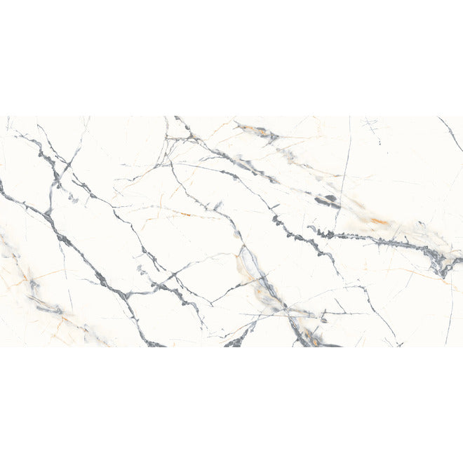 24x48 Calacatta Borealis Polished Porcelain Tile with soft grey veining on white – TF Renovations Mississauga