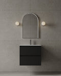 24-Inch wall-mounted MDF vanity with seamless I-Stone top in small Mississauga powder room renovation