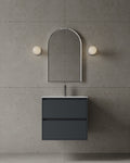 Durable matte MDF wall-mounted vanity with integrated sink and drawers for Milton minimalist bathroom