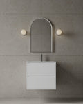 24-Inch Wall-Mounted Matte MDF Vanity with integrated I-Stone sink and two drawers – TF Renovations Mississauga