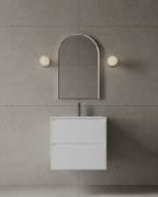 24-Inch Wall-Mounted Matte MDF Vanity with integrated I-Stone sink and two drawers – TF Renovations Mississauga