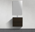 24-Inch wall-mounted veneer vanity with seamless solid-surface basin in small Mississauga powder room renovation