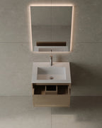 Natural warm 24-inch wall-mounted veneer vanity in GTA guest washroom
