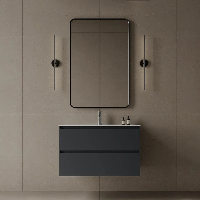 Durable matte MDF wall-mounted vanity with integrated sink and drawers for Milton ensuite