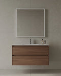 Durable melamine wall-mounted vanity with integrated sink and storage drawers for Milton primary ensuite