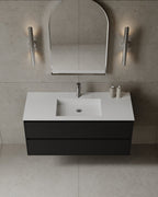 47-Inch Wall-Mounted Matte MDF Vanity with integrated I-Stone sink and multiple drawers – TF Renovations Mississauga