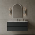 47-Inch wall-mounted MDF vanity with seamless I-Stone top in large Mississauga primary bathroom renovation