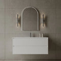 Space-saving 47-inch wall-mounted vanity with I-Stone top in GTA contemporary bathroom