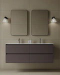 55-Inch wall-mounted MDF vanity with seamless I-Stone top in large Mississauga primary bathroom renovation