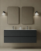 55-Inch Wall-Mounted Matte MDF Vanity with integrated I-Stone sink and multiple drawers – TF Renovations Mississauga