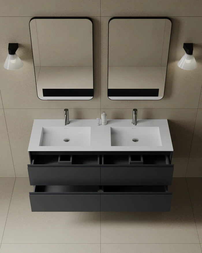 55-Inch Wall-Mounted Matte MDF Vanity - Free delivery