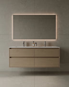 55-Inch Wall-Mounted Veneer Bathroom Vanity with integrated solid-surface sink and solid wood drawers – TF Renovations Mississauga