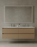 59-Inch Wall-Mounted Modern Bathroom Vanity with integrated acrylic sink and multiple drawers – TF Renovations Mississauga