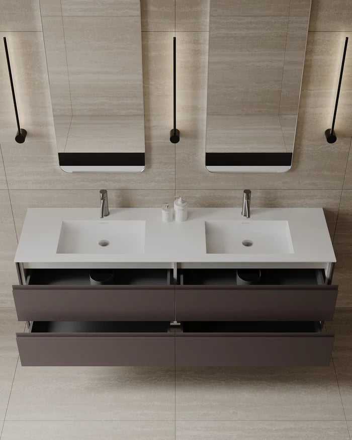 71-Inch Wall-Mounted Matte MDF Vanity - Free delivery