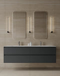 71-Inch wall-mounted MDF vanity with seamless I-Stone top in large Mississauga primary bathroom renovation