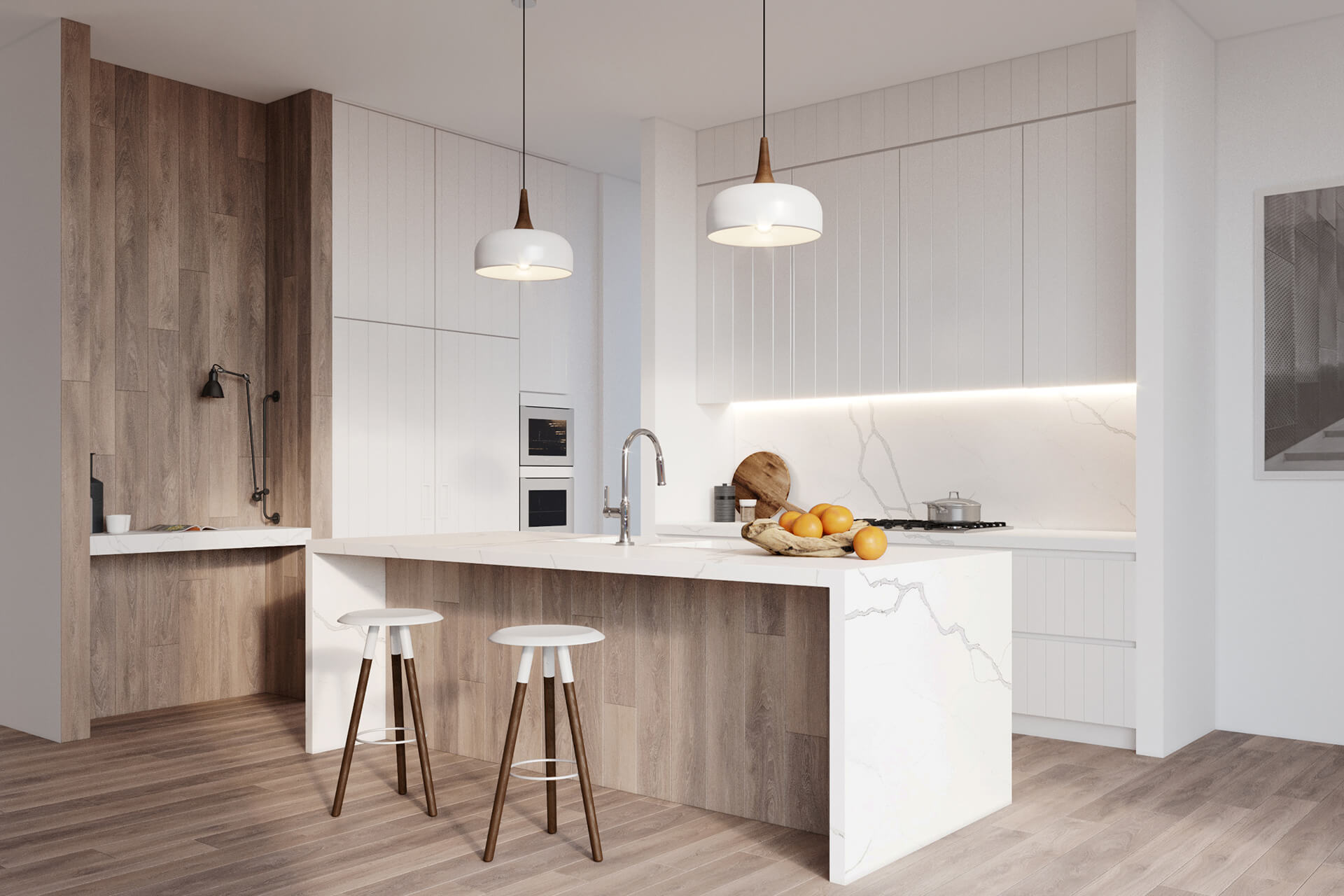 Statuario Caldia quartz countertop installed kitchen - TF Renovations Mississauga
