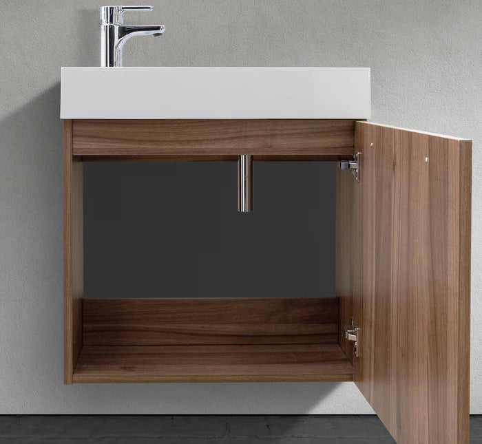 Durable melamine wall-mounted vanity with integrated sink for Milton minimalist bathroom
