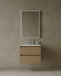 Durable melamine wall-mounted vanity with integrated sink and storage drawers for Milton condo bath